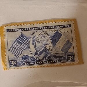 Antique Blue and Yellow Home Design Stamp